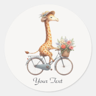 Floral Bicycle Giraffe Sticker