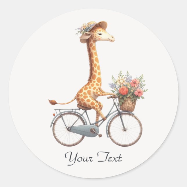 Floral Bicycle Giraffe Sticker (Front)
