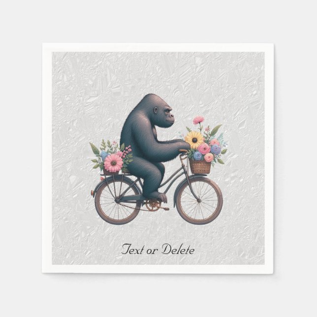 Floral Bicycle Gorilla Napkins (Front)