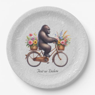 Floral Bicycle Gorilla Paper Plate