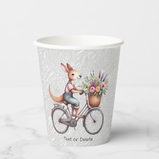 Floral Bicycle Kangaroo Paper Cups (Front)