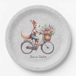 Floral Bicycle Kangaroo Paper Plate