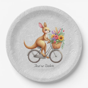 Floral Bicycle Kangaroo Paper Plate