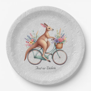 Floral Bicycle Kangaroo Paper Plate