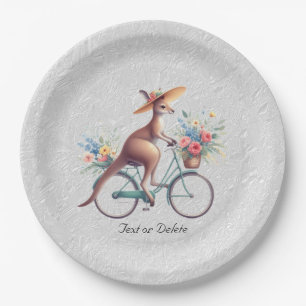 Floral Bicycle Kangaroo Paper Plate