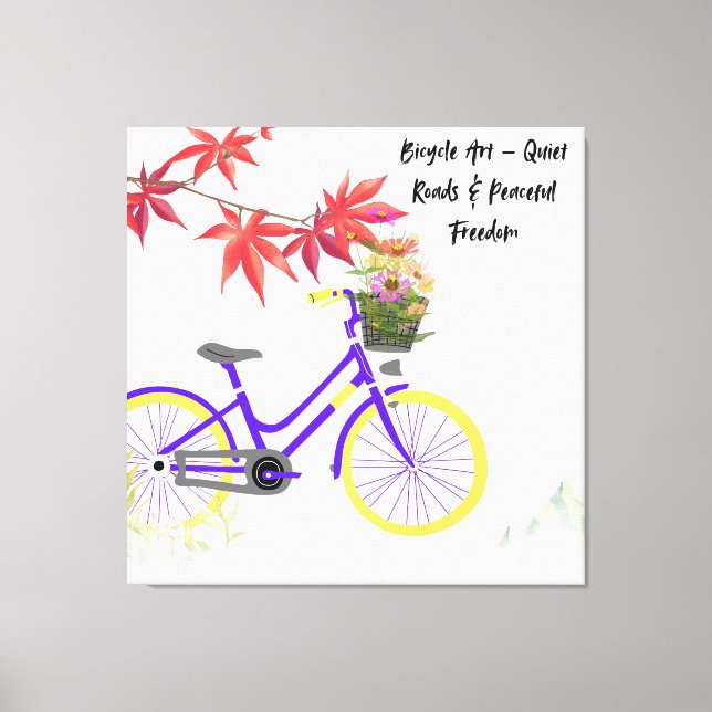 Floral Bicycle Motivation Design Canvas Print (Front)