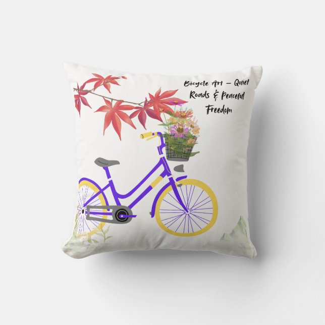 Floral Bicycle Motivation Design Cushion (Front)