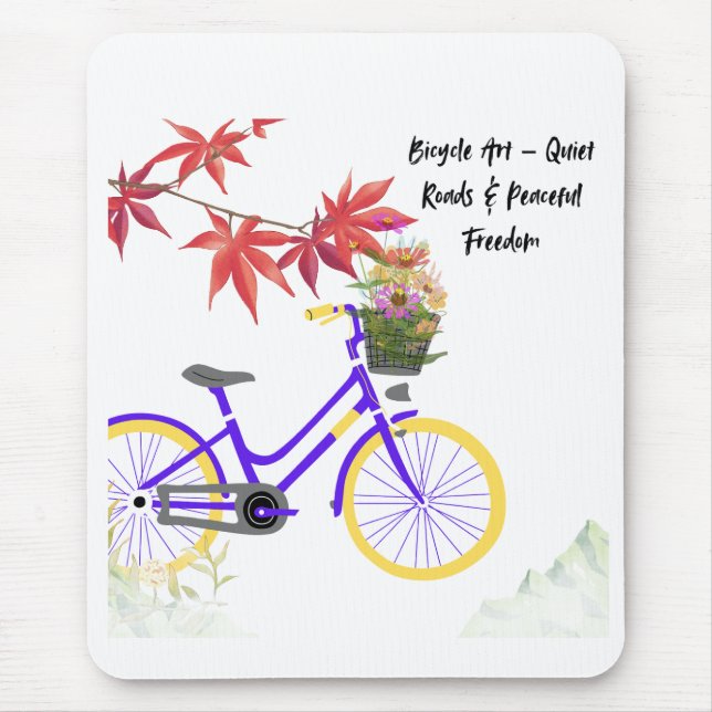 Floral Bicycle Motivation Design Mouse Mat (Front)