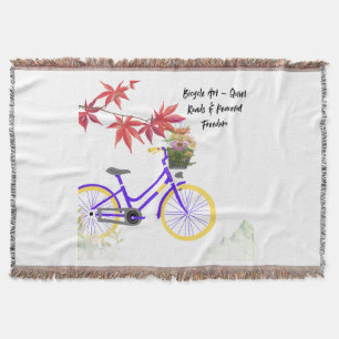 Floral Bicycle Motivation Design Throw Blanket