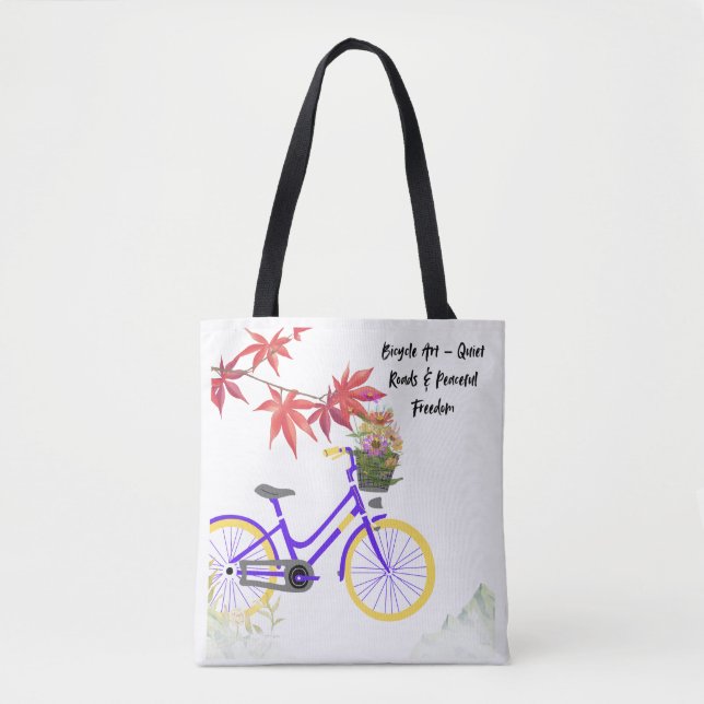 Floral Bicycle Motivation Design Tote Bag (Front)
