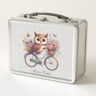 Floral Bicycle Owl Metal Lunch box