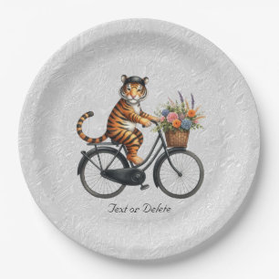 Floral Bicycle Tiger Paper Plate