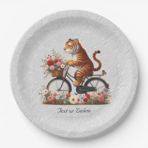 Floral Bicycle Tiger Paper Plate