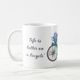 Floral Bicycle Watercolor Design Boho Chic  Coffee Mug