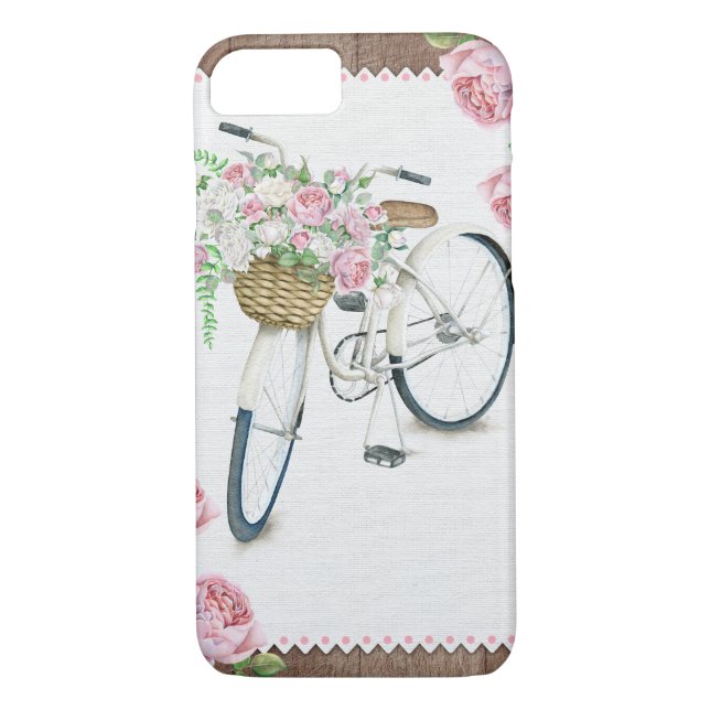 Floral Bicycle wooden vintage rustic phone case (Back)