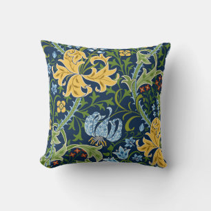 Floral Big Flowers: Dark Green Vintage Cushion