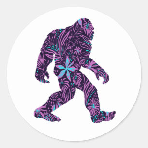 FLORAL BIGFOOT CLASSIC ROUND STICKER