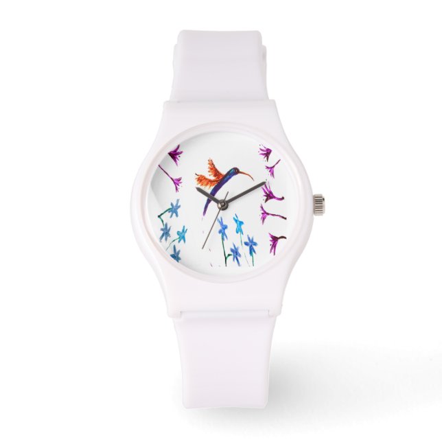 Floral Bird Art Hummingbird Watch (Front)