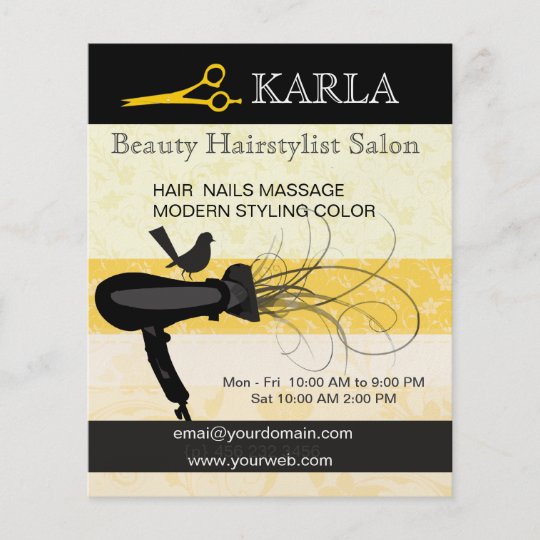 Floral Bird Beauty Salon Spa Hair Stylist Flyer Zazzle Co Uk