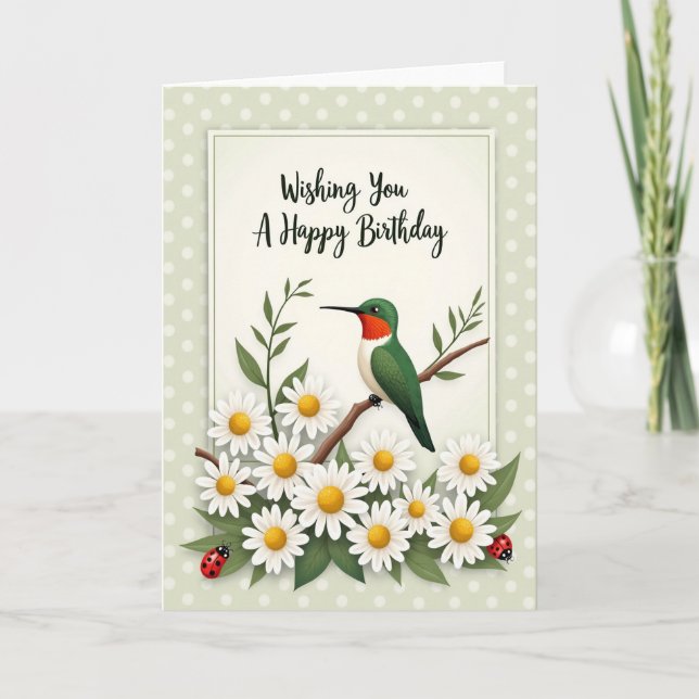 Floral Bird Birthday Card (Front)