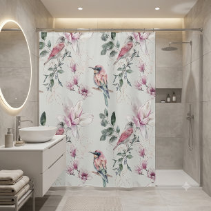 Floral & Bird Delight Shower Curtain