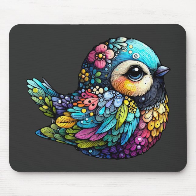 Floral Bird Harmony Mouse Mat (Front)