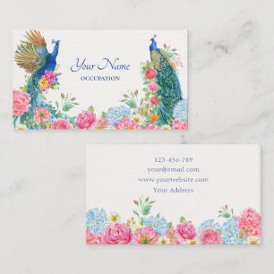 Floral bird peacock  business card