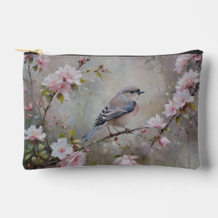 Floral Bird Print Accessory Pouch