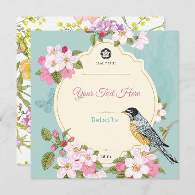 Floral/Bird Save The Date (Front/Back)