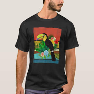 Floral Bird Tropical Animal Rainforest Retro Touc T-Shirt