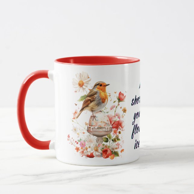 Floral Bird with Ice Cream mug (Left)