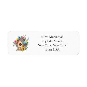 Floral Birdhouse Return Address Labels