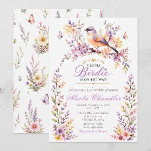 Floral Birdie Baby Shower Invitation