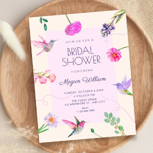 Floral birds bridal shower invitation