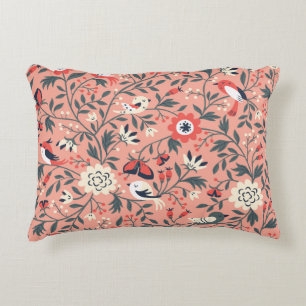 Floral Birds Hand Drawn Vintage Decorative Cushion