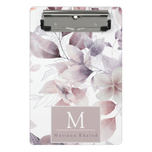 Floral Birds Purple and white nature baby shower Mini Clipboard