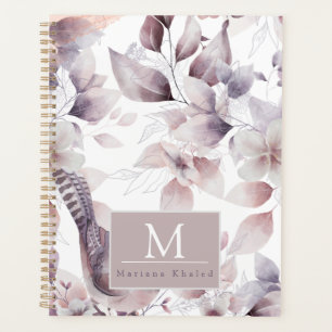 Floral Birds Purple and white nature baby shower Planner