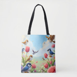 Floral Birds Tote Bag
