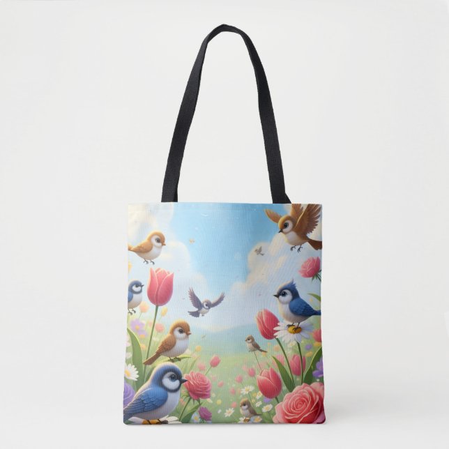 Floral Birds Tote Bag (Front)