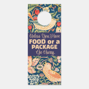 Floral Birds Unless You Have Food or Pkg Go Away Door Hanger