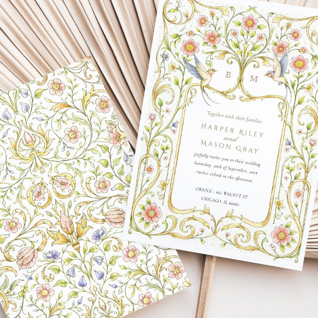 Floral & Birds Victorian Garden Wedding Invitation (Creator Uploaded)