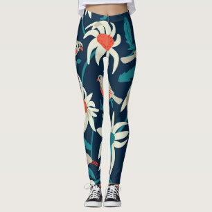 Floral Birds: Vintage Seamless Design. Leggings