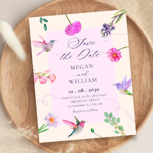 Floral birds wedding save the date
