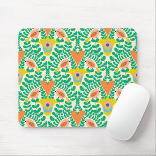 Floral birds with hearts mouse mat