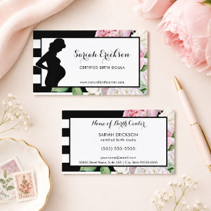 Floral Birth Doula Silhouette Business Card