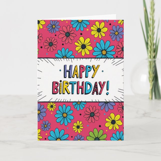 Floral Birthday Banner Card (Front)