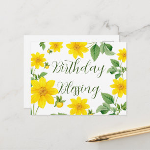 Floral Birthday Blessing Postcard