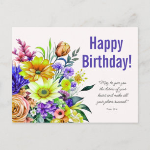 Floral Birthday Blessing Postcard