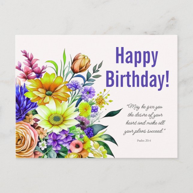 Floral Birthday Blessing Postcard (Front)
