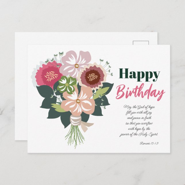 Floral Birthday Bouquet Postcard (Front/Back)